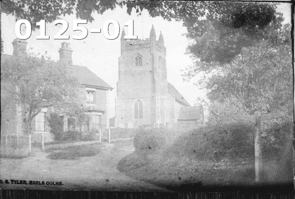 View of St Andrews church from the Old School  Brook St  Colne Engaine. 1917
