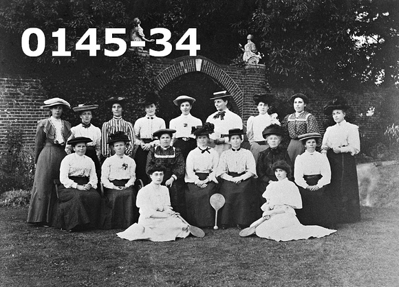Group photo of STOOLBALL players in the early 1900s taken at  Black cottages, Overhall, Colne Engaine.