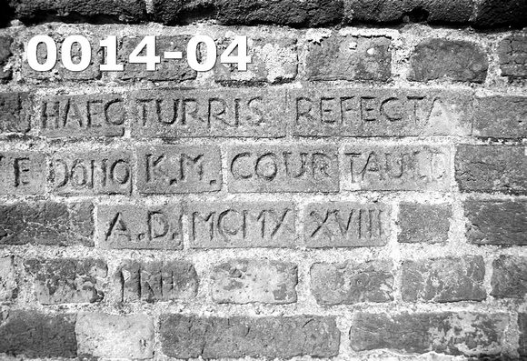 Inscription at top of Church Tower 1985