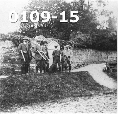 Shooting party at Tey Brook. Dated 18th October 1910. Names unknown