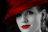 She wore a Red hat and Red lips